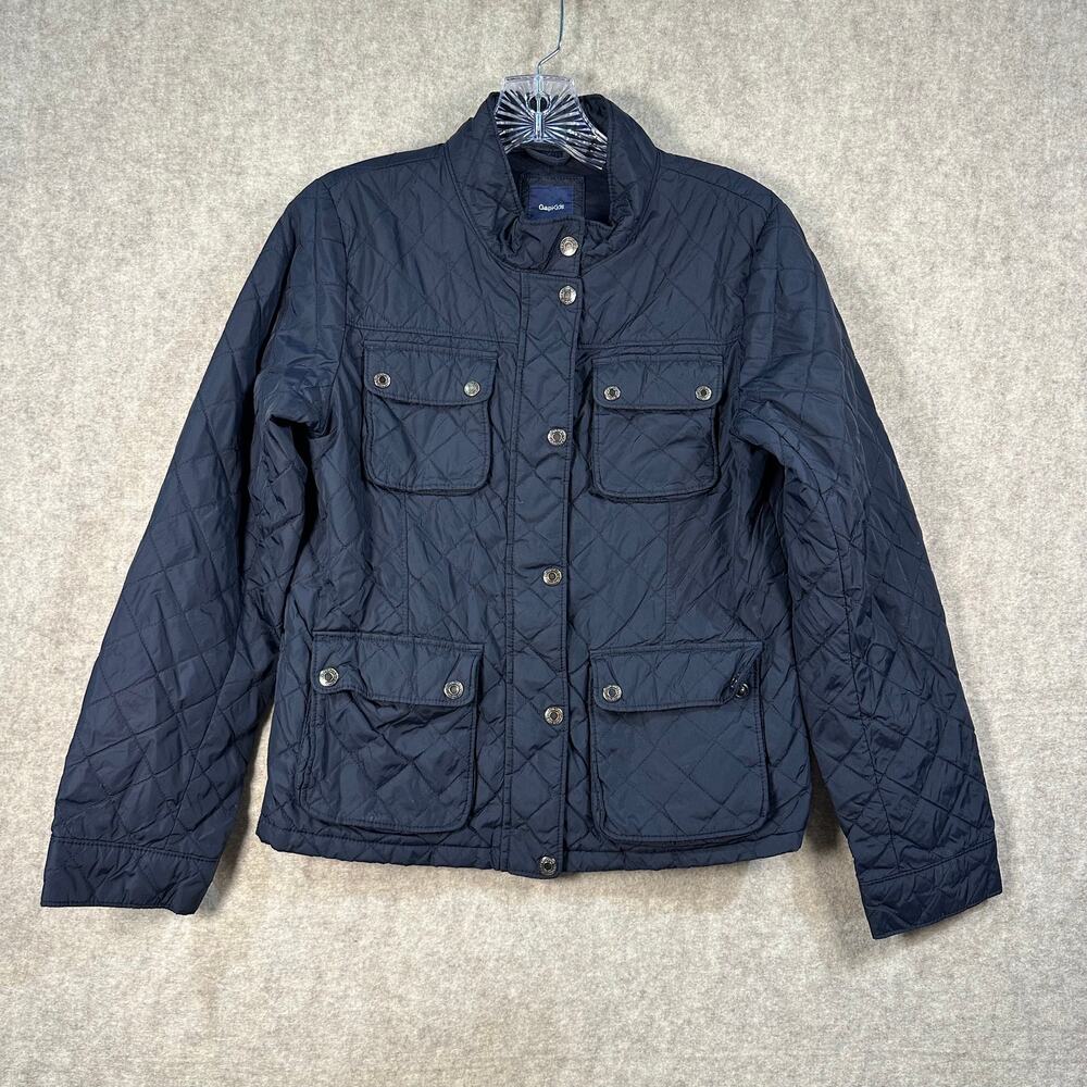 Gap Kids, Boys/Girls XXL 14-16 Quilted Utility Jacket Navy Blue Snap Button Coat